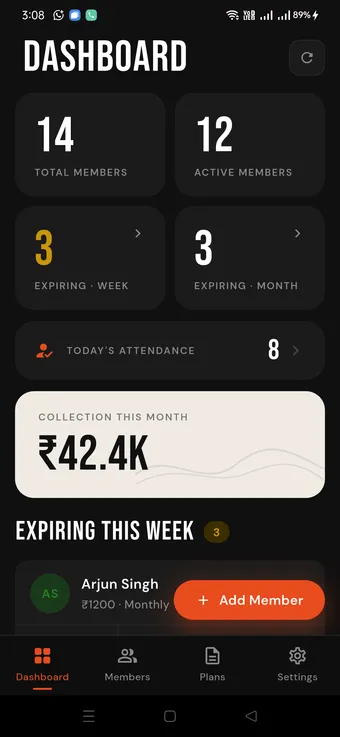 GymOrigin dashboard